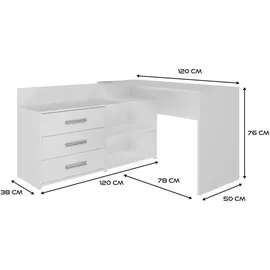 Topeshop Eckschreibtisch DANY Weiß