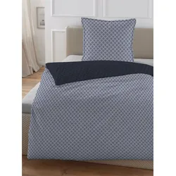 Bettwäsche HECHTER PARIS Gr. 2, blau (marine), B/L: 155cm x 220cm, Satin, B/L: 80cm x 80cm, Satin, 100% Baumwolle, Bettwäsche