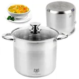Karl Hausmann Kochtopf mit Deckel Suppentopf Edelstahl 30cm 16L Induktion alle Herde Silber