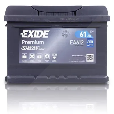 Exide EA612 Premium Carbon Boost 61Ah 600A [Hersteller-Nr. EA612] für Alpina, Aston Martin, Audi, Austin, Auto Union, BMW, Cadillac, Chevrolet, Chrysl