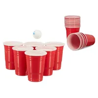 Relaxdays Plastikbecher 0,473 l Rot 200 St.