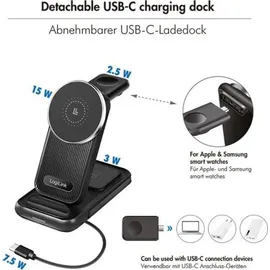 Logilink 4-in-1 Ladestation Apple MagSafe kompatibel, - Schwarz
