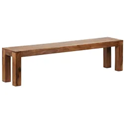 Sitzbank Landhaus-Stil: Massivholz Sheesham, 200 kg Belastung, handgefertigt. Braun, 180x35x45 cm | Kadima Design