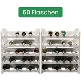 ARTECSIS Weinregal stapelbar Kunststoff für 60 Flaschen, stabiles Flaschenregal in Gastronomie-Qualität, modular erweiterbar, Granitgrau