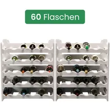 ARTECSIS Weinregal stapelbar Kunststoff für 60 Flaschen, stabiles Flaschenregal in Gastronomie-Qualität, modular erweiterbar, Granitgrau