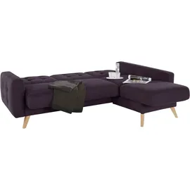 exxpo - sofa fashion Ecksofa EXXPO - SOFA FASHION "Nappa, kompakt und komfortabel, bequem, zeitloses Design, L-Form", lila (purole), B:222cm H:87cm T:156cm, Samtvelours (100% Polyester);Webvelours (100% Polyester), Sofas, Ecksofa, tolle Detailverarbeitung, inkl.