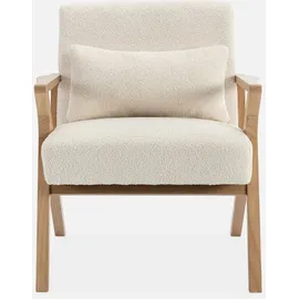 sweeek - Skandinavischer Sessel aus Hevea-Holz mit Bouclé-Bezug - Antoine