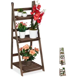 Relaxdays Blumentreppe 108 x 41 x 40 cm Dunkelbraun