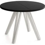 ESSTISCH Ravero runder ausziehbarer, Schwarz 100-140/100/77 cm