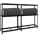 Proregal Mega Deal 2x Reifenregal Schwarz Metall, Rechteckig, 260x180x50 cm Freizeit, Heimwerken, Werkstatt, Schwerlastregale