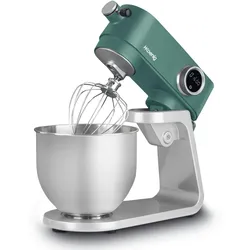 H.Koenig KM128 Küchenmaschine, professionell, multifunktionell, 5 l, Edelstahl, Mattgrün, leistungsstark, 800 W, 8 Geschwindigkeitsstufen, grün