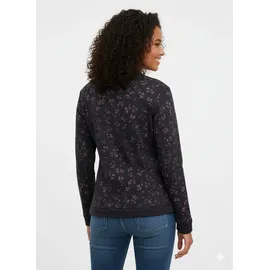 Ragwear Sweatjacke "AVALINA FLOWERS O", Damen, Gr. XS, schwarz, Sweatware, Obermaterial: 70% Baumwolle, 30% Polyester, geblümt, gemustert, normal, Rundhals, Sweatjacken Sweatjacke, mit Knopfverschluss, aus Baumwolle und Polyester, normale Passform