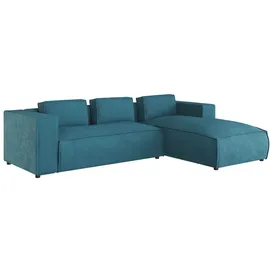 s-style möbel - Modernes Ecksofa Bello aus Türkis Cord mit Ottomane rechts und weichem Sitz, B/T/H: 262 cm / 176 cm / 64 cm - Türkis