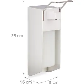 Relaxdays 2 x Eurospender 500 ml, intelligente Handhygiene, Seifenspender, Desinfektionsmittelspender, Bügel-Mechanik, weiß