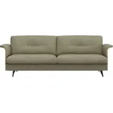 FLEXLUX 3-Sitzer Glow Designsofa, bequem und komfortabel durch hochwertigen Sitzaufbau, Skandinavisches Design, hochwertige Verarbeitung, Armlehne walnuss grün