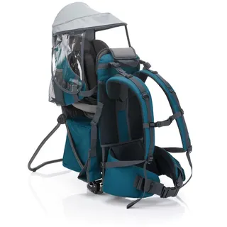Fillikid Rückentrage Elite, Petrol, Metall, Kunststoff, Füllung: Polyester, 18x44x27 cm, Sonnendach, Regenschutz, Fußstütze, Baby on Tour, Babytragen & Tragetücher