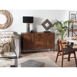 Beliani Sideboard 123 x 78 x 39 cm Dunkelbraun / Schwarz