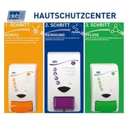 Hautschutzcenter klein, Br. 590mm Höhe 510mm mit 3 Spendern