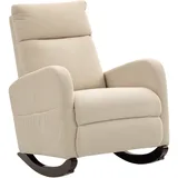 Schaukelstuhl, Gepolsterter Schaukelsessel Mit Cordstoff, Seitentaschen Für Wohnzimmer, Schlafzimmer, Beige