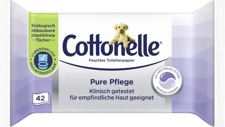 Cottonelle Feuchtes Toilettenpapier Pure Pflege, 42 Stück
