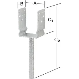 Vormann Schwere Stützenschuhe feuerverzinkt 91 x 60 x 125/325 mm