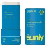 ATTITUDETM Sunly Bâton Solaire Kids Sans Odeur SPF30 Crème Protection 60 g