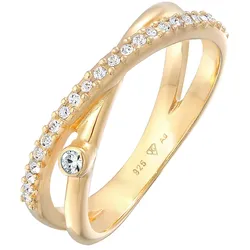 Elli Wickelring X Kristalle Glamour 925 Silber Ringe   Damen 