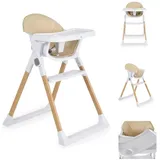 Cangaroo Kinderhochstuhl Almond Holzoptik klappbar Doppeltablett Sicherheitsgurt beige