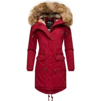 Navahoo Wintermantel Rosinchen stylischer Damen Winter Baumwollparka mit Kunstfell rot S (36)