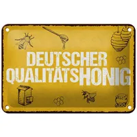 Femer Blechschild Hinweis 12x18 cm Deutscher Qualitätshonig Honig Bienen Schild