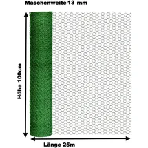 EXCOLO Hasendraht grün 100cm, x 25m, Drahtgeflecht sechseckig Maschendraht 13mm) Draht - grün
