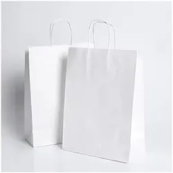 100 Weiße Papiertüten mit Henkeln 32X12X42cm - Tasche für Einkäufe, Geschenke, Hochzeiten