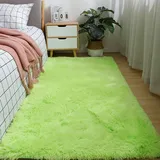 XUEDNGM Waschbarer Teppich Shaggy Teppich 160 x 160 cm Flauschig, Weich, Pflegeleicht, Anti-Rutsch, Waschbar Hochflor Waschbarer Teppich rutschfest Fellteppich für Wohnzimmer, Schlafzimmer, hellgrün