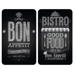 WENKO Universal Herdabdeckplatte, 2er Set 2521483100 , Design: Bon Appetit