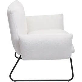Mendler Lounge-Sessel HWC-K34 Bouclé 87 x 79 x 70 cm Weiß mit Rollen