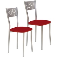 ASTIMESA SCPRRO Zwei Küchenstühle, Metall, rot, Altura de asiento 45 cms