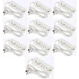 10 x G-L-T 4-Fach Schuko + Euro Mehrfachsteckdose Weiss Steckdosenleiste, Kabel 1,4m, Steckerleiste