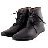 Lederstiefel Herren, Mittelalter Schuhe Herren Wikinger Kurz Cowboystiefel Leder Westernstiefel Cowboy Stiefel Piraten Western Stiefeletten Flache Piratenstiefel Reitstiefel Festival Schwarz, 42 - 42 EU