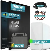 sunniva Balkonkraftwerk Bifazial 920 W inkl. 2,24 kWh Speicher + 2 x 460 W Solarmodule