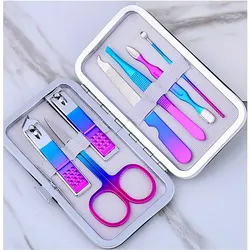 TPFBeauty Maniküre- & Pediküre-Set 7-teilig aus Kunstleder - Bunt