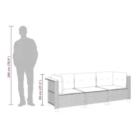 vidaXL Gartensofa mit Kissen 3-Sitzer Beige Poly Rattan