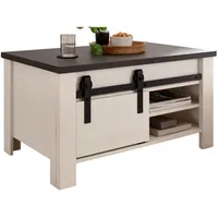 Furn.design Couchtisch weiß Pinie und anthrazit Landhaus 93 x