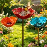 Bienentränke Blume Metall Gartenstecker Vogeltränke Winterfest Insektentränke Gartenstatuen Figuren Deko Bienenbäder Schmetterlingstränke Vogelfutterstation Outdoor Wasser Futterspender (R)