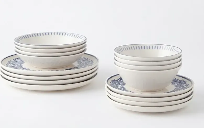 English Home Helis Keramik-Tafelservice 16-teilig, 4 Gedecke. Blau