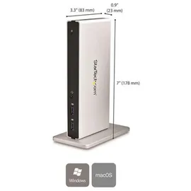 Startech StarTech.com Dual Monitor Dockingstation mit USB 3.0 auf DVI-I & DVI-D und Adaptern für VGA & HDMI, 5x USB 3.0 & Audio - Vertikale DVI Dockingstation für ChromeOS, Mac & Windows (USB3SDOCKDD)