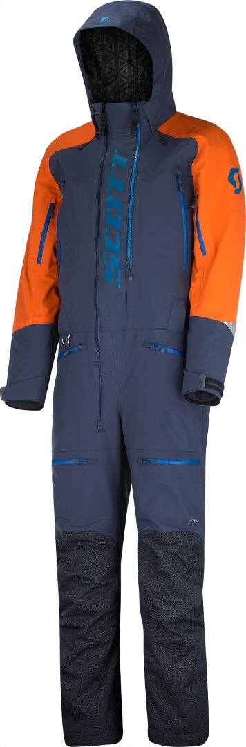 SCOTT DS Shell Dryo One Piece Eendelig sneeuwscooterpak, blauw-oranje, XS Voorman