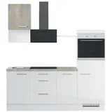 Impuls Küchen Küchenzeile 215 cm Weiß Hochglanz E-Geräte