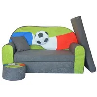 FORTISLINE Kindersitzgruppe Kindersofa Kindercouch Aufklappen Bettfunktion + Hocker W319 grün