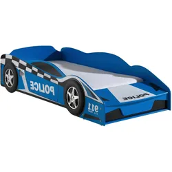 Autobett Police Car 70x140 Blau mit Bettkasten