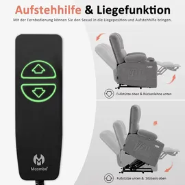 MCombo Relaxsessel 7102 Stoff 0 x 0 x 0 cm Grau mit Aufstehhilfe, Liegefunktion, Massage- und Wärmefunktion